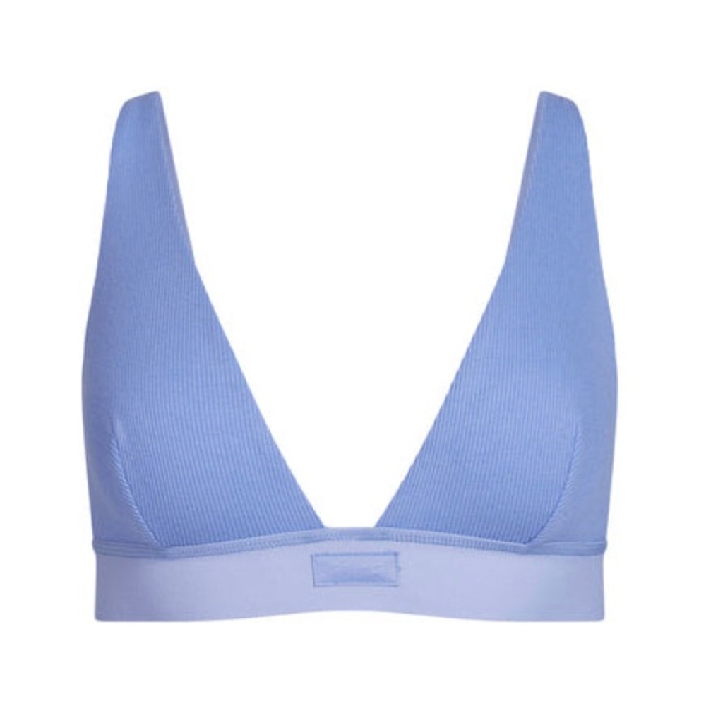 SKIMS COTTON RIB PLUNGE BRALETTE BLUE VIOLET